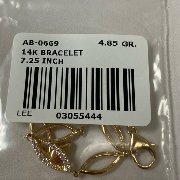 Solid Real 14K Yellow Gold CZ Infiniti Bracelet - Picture 8 of 8
